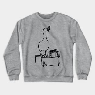 Gaming Goose Steals Christmas Line Drawing Crewneck Sweatshirt